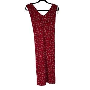 90s‎ Sag Harbor Red Blue Ditzy Floral Sleeveless  Midi Dress